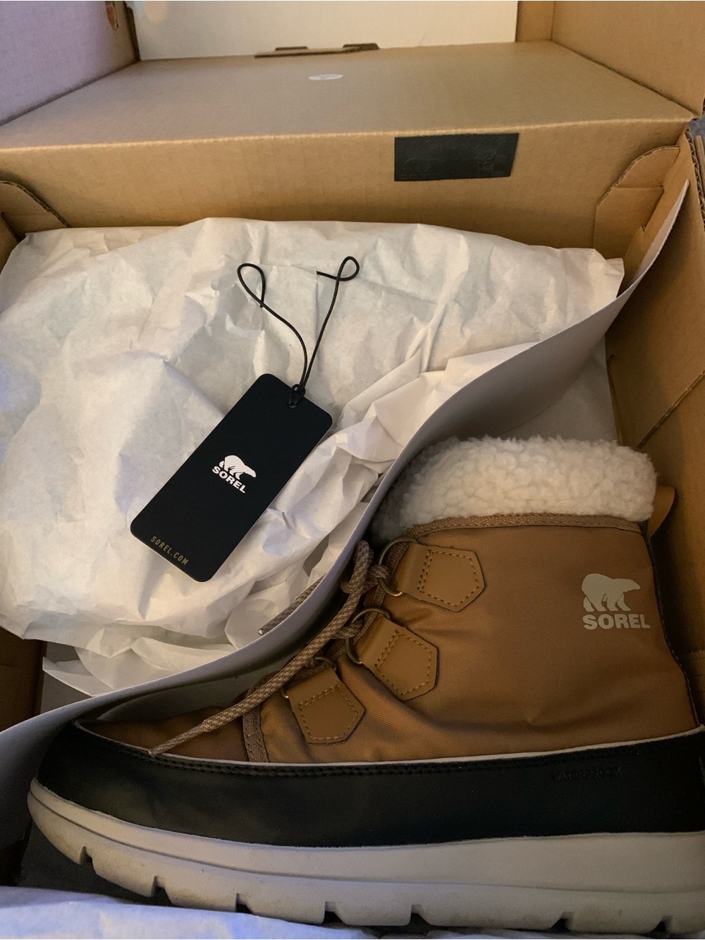 Sorel Explorer Carnival boot size 9 Elk/stone
